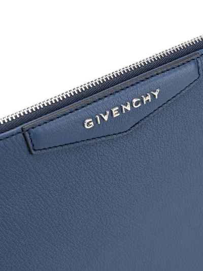 Shop Givenchy Logo Clutch Bag In Blue