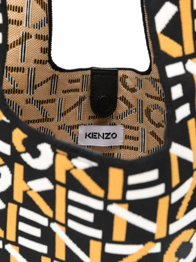 Shop Kenzo Knitted Logo-pattern Tote Bag In Black