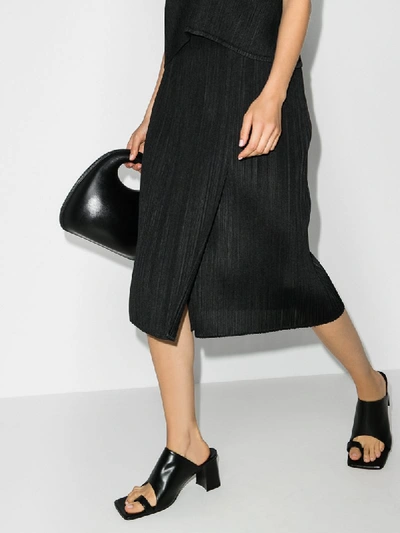 Shop Issey Miyake Plissé Midi Skirt In Black