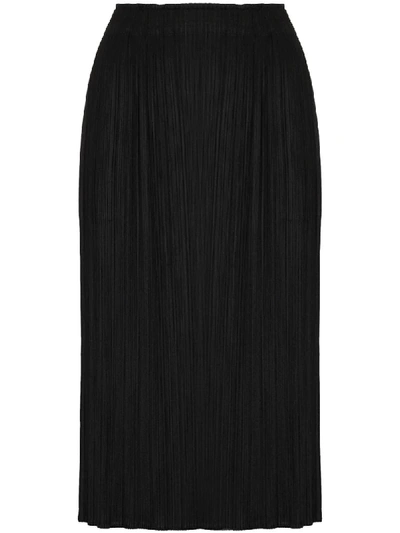 Shop Issey Miyake Plissé Midi Skirt In Black