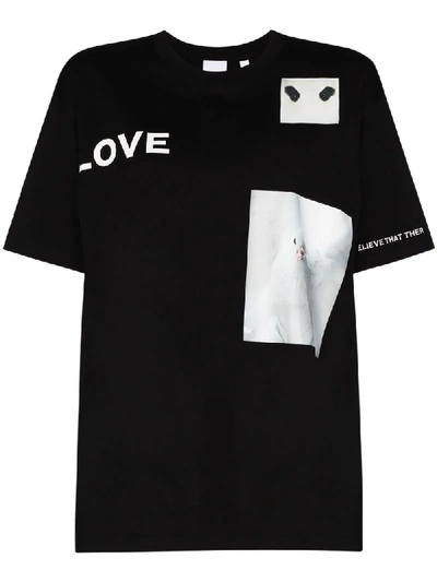 Shop Burberry Carrick Love Cotton T-shirt In Black
