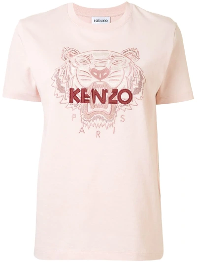 Shop Kenzo Tiger Embroidered T-shirt In Pink