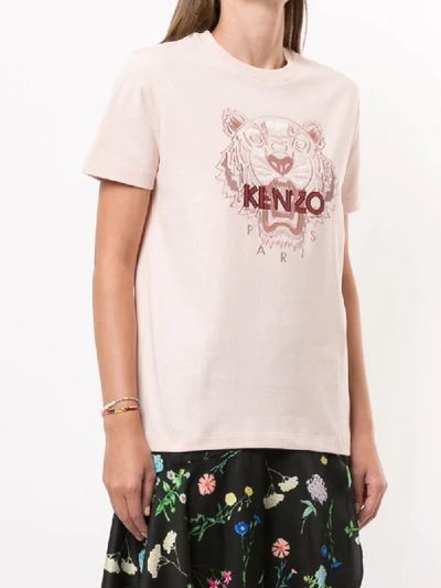 Shop Kenzo Tiger Embroidered T-shirt In Pink
