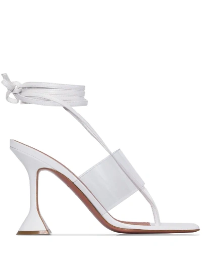 WHITE ZULA 95 WRAP LEATHER SANDALS