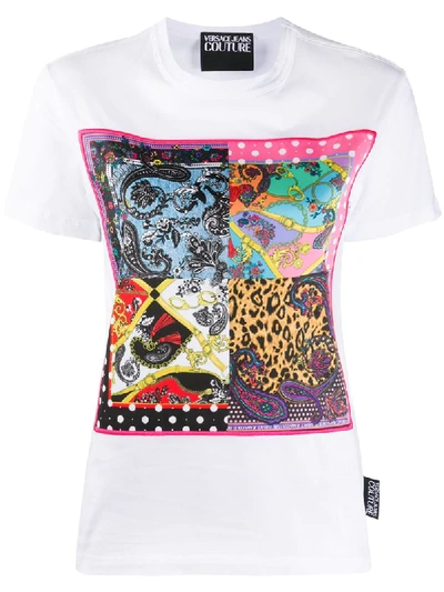Shop Versace Jeans Couture Mixed Print T-shirt In White