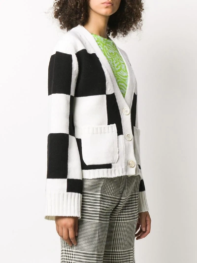Shop Off-white Embroidered Logo Checked Cardigan In Black