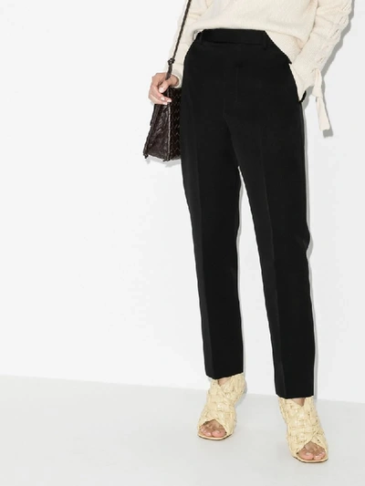Shop Bottega Veneta High-rise Slim-leg Trousers In Black