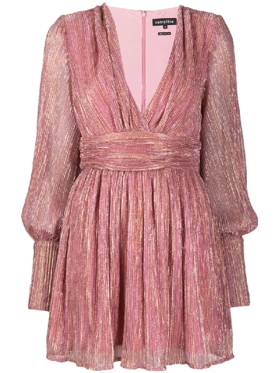 Shop Retroféte V-neck Mini Dress In Pink
