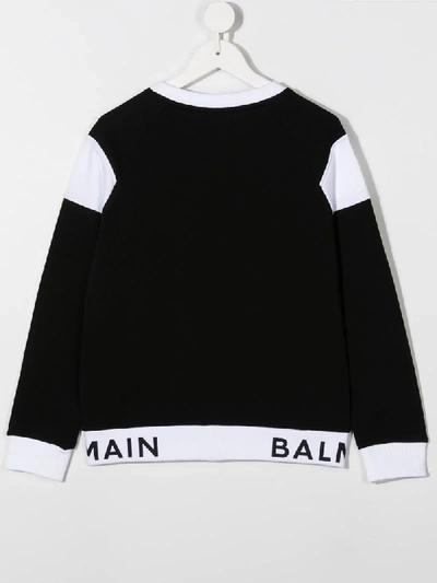 Shop Balmain Logo Knitted Sweatshirt In Black