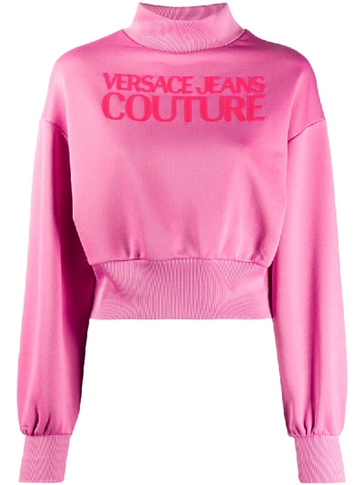Shop Versace Jeans Couture Logo Print Sweatshirt In Pink