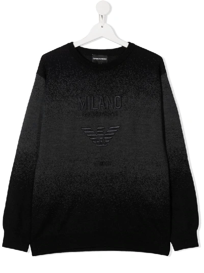 Shop Emporio Armani Embroidered Logo Sweatshirt In Black