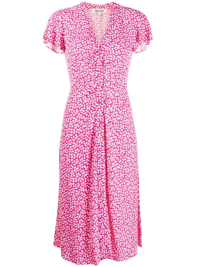 Shop Diane Von Furstenberg Floral Print Wrap Dress In Pink