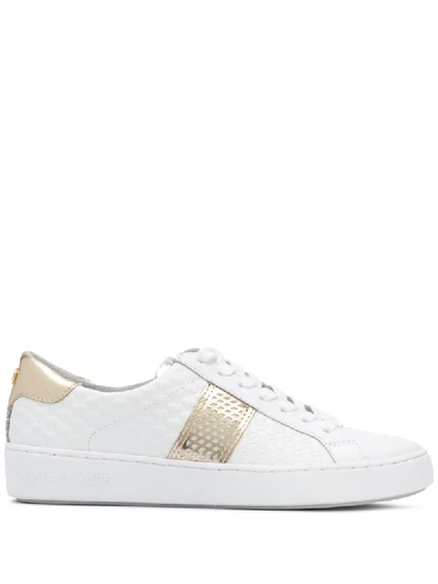 Shop Michael Michael Kors Colby Embossed Logo Sneakers In White