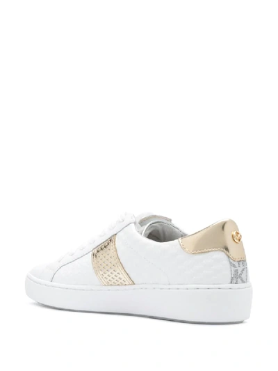 Shop Michael Michael Kors Colby Embossed Logo Sneakers In White