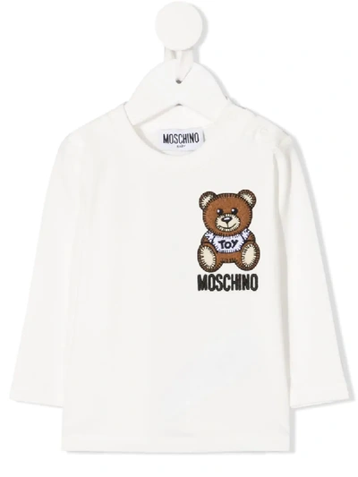 Moschino Teddy Bear Embroidery Sweatshirt In White