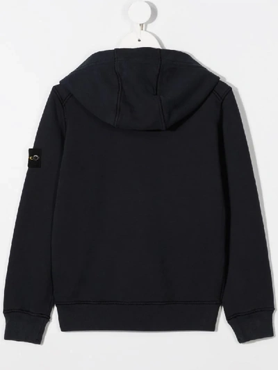 Shop Stone Island Junior Logo Patch Zipped-front Hoodie In Blue