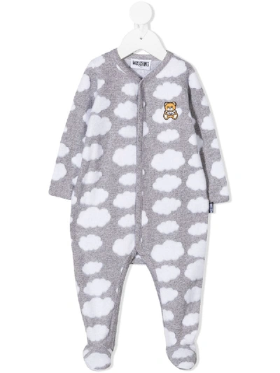 Shop Moschino Cloud Print Pajamas In Grey