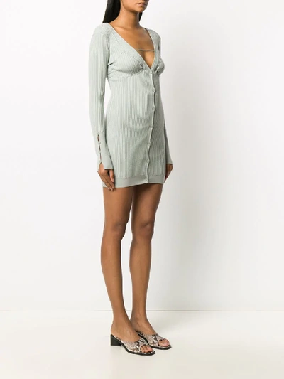 Shop Jacquemus Lauris Ribbed Cardigan Dress In Green