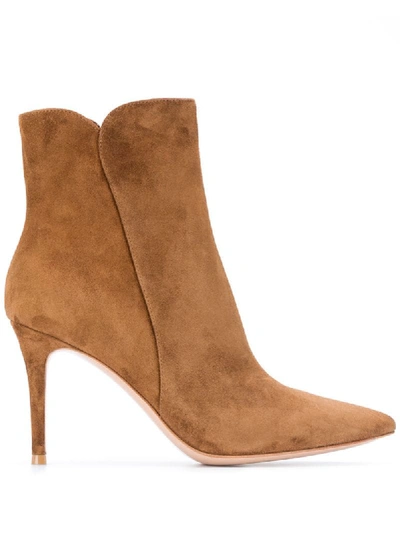 Shop Gianvito Rossi Levy 85mm Ankle Boots In Brown