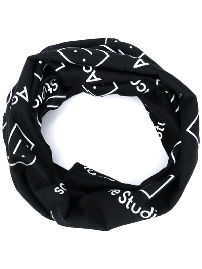 Shop Acne Studios Logo-print Circle Scarf In Black