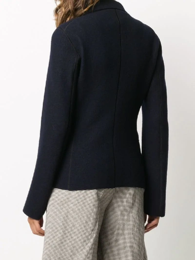 Shop Aspesi Exposed-seam Wool Blazer In Blue