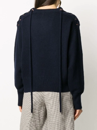 Shop See By Chloé Lace-up Detail Jumper In Blue
