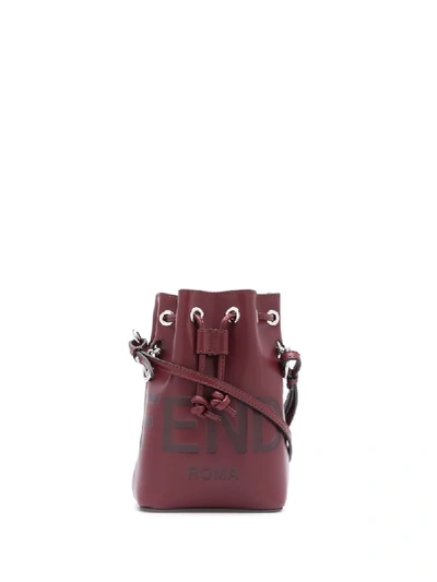 Shop Fendi Debossed-logo Bucket Bag In Purple