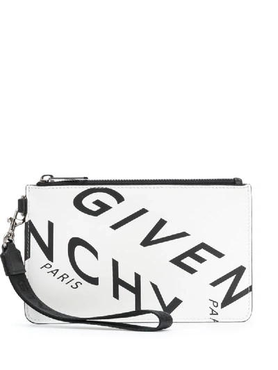 Shop Givenchy Refracted Logo Print Clutch In White