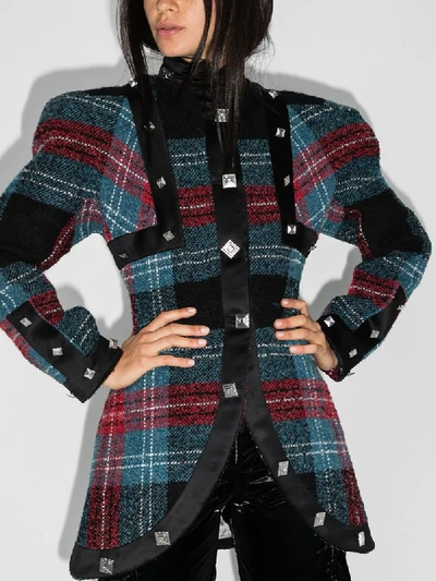 Charles Jeffrey Loverboy Claymore Structured Tartan Jacket In Black