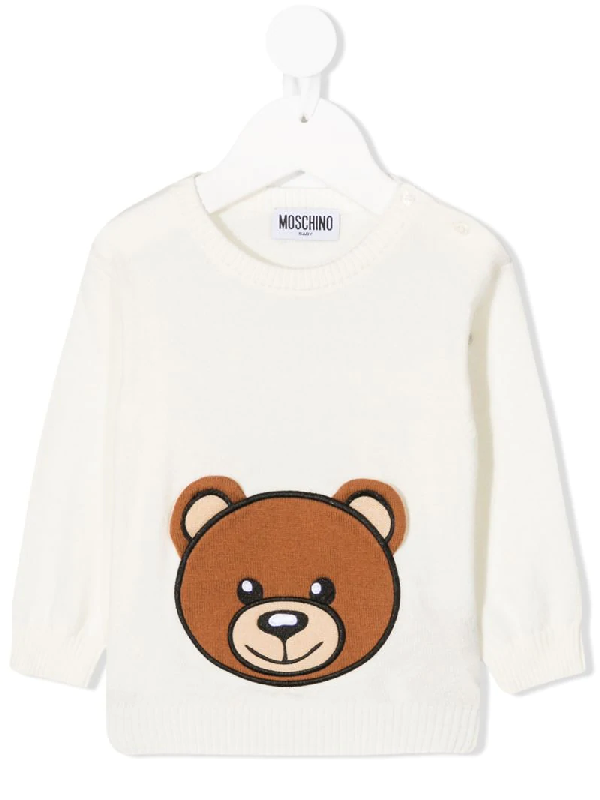 Moschino Babies' Teddy Bear Crewneck Jumper In White | ModeSens