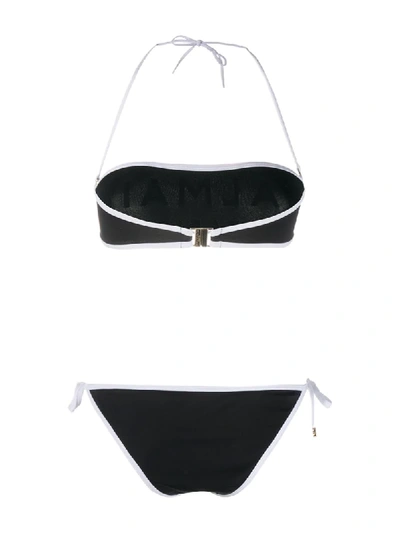 Shop Balmain Logo Print Bikini In Black