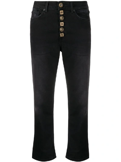 Shop Dondup High-rise Cropped Jeans In Black
