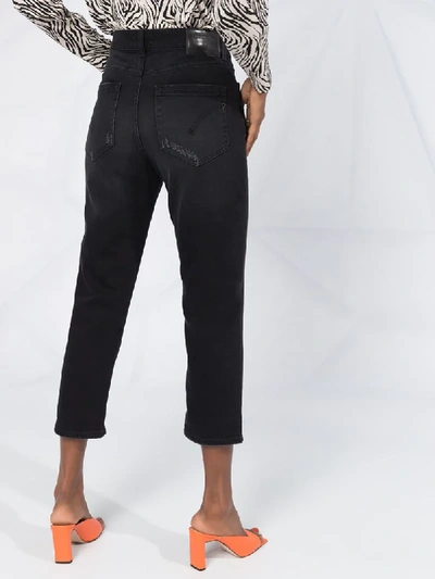 Shop Dondup High-rise Cropped Jeans In Black