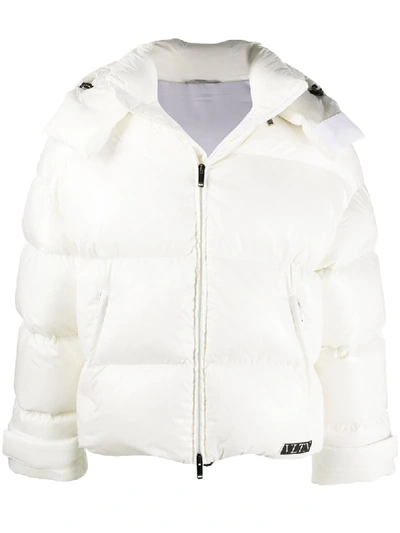 Shop Valentino Vltn Puffer Jacket In White