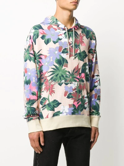 Shop Nike Sb Floral-print Cotton Hoodie In Neutrals