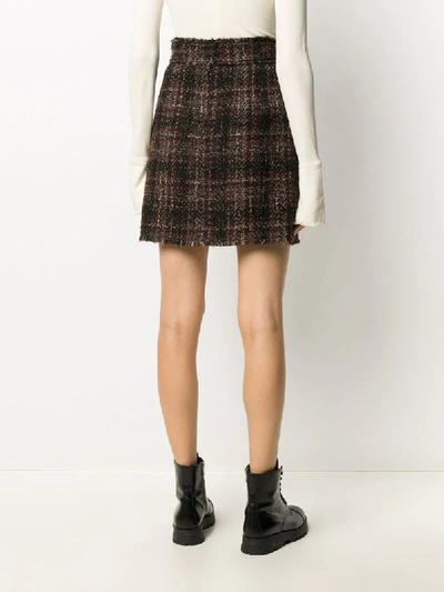 Shop Dolce & Gabbana Tartan Tweed Short Skirt In Brown