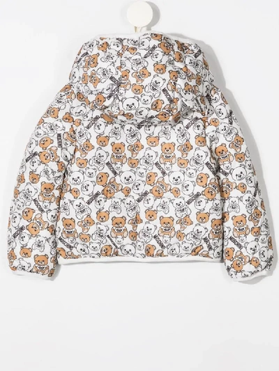 Shop Moschino Teddy Bear Print Hooded Jacket In White