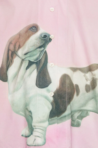Shop Acne Studios Dog-print Bowling Shirt Pink