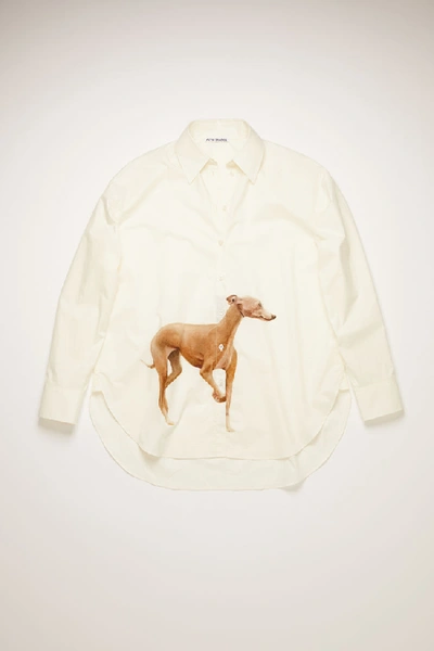 Shop Acne Studios Dog-print Poplin Shirt White/brown