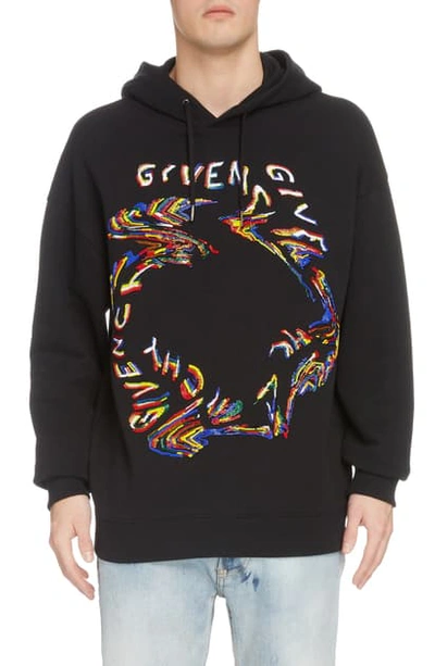 Shop Givenchy Glitch Beaded Oversize Hoodie In Black