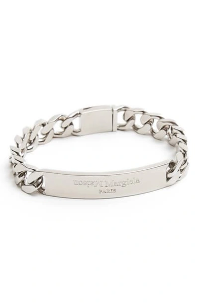 Shop Maison Margiela Logo Sterling Silver Chain Bracelet