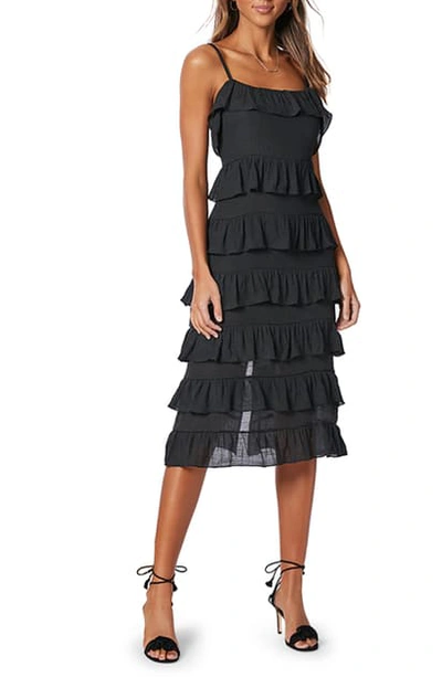 Shop Minkpink Verity Sleeveless Strappy Frill Dress In Black