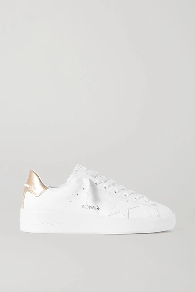 Shop Golden Goose Pure Star Leather Sneakers In White
