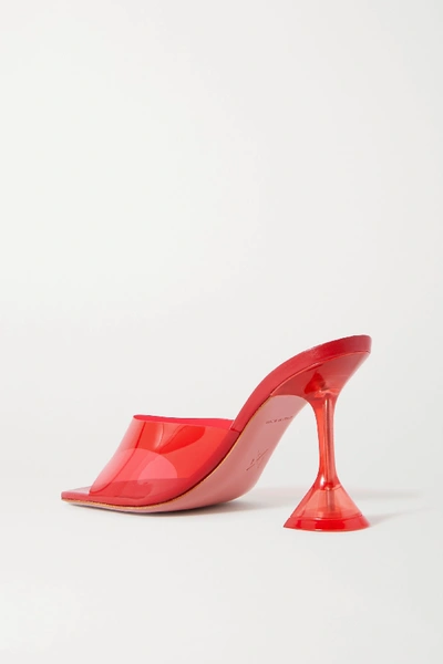 Shop Amina Muaddi Lupita Glass Pvc And Leather Mules In Red