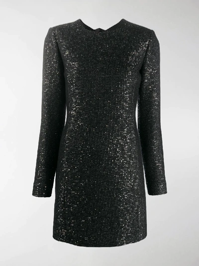 Shop Saint Laurent Sequin-embellished Mini Shift Dress In Black