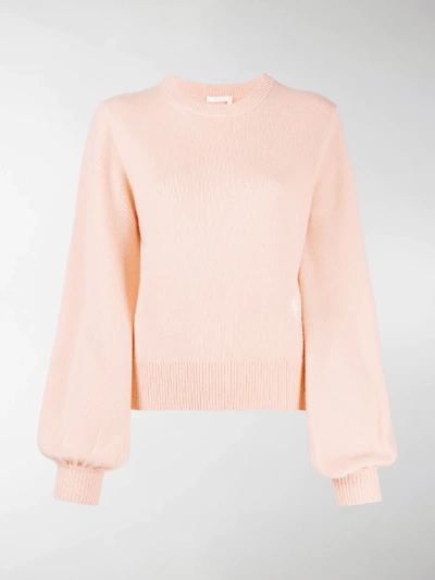 Shop Chloé Monogram Embroidered Cashmere Jumper In Orange