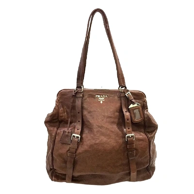 Pre-owned Prada Brown Leather Tote Bag