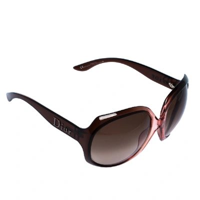 Pre-owned Dior Brown Havana/ Brown Gradient Glossy1 Oversized Sunglasses
