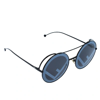Pre-owned Fendi Black Tone/ Grey Mirrored Monogram 0285/s Round Run Away Sunglasses