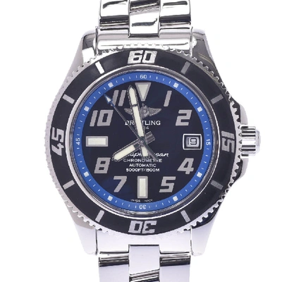 Pre-owned Breitling Black/blue Stainless Steel Superocean Abyss A17364 Men's Wristwatch 42 Mm